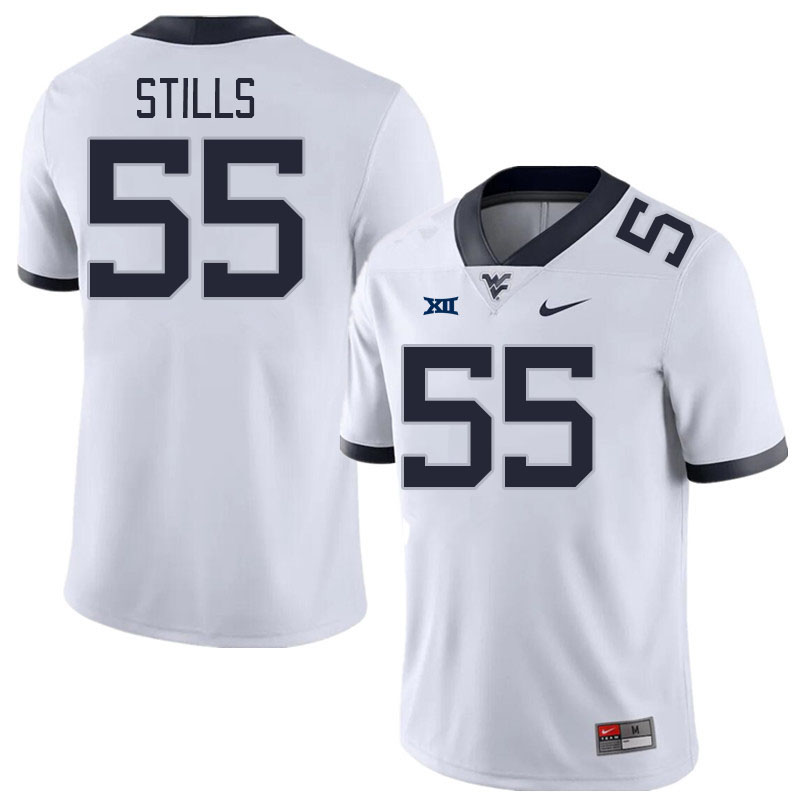 West Virginia Mountaineers #55 Dante Stills College Football Jerseys Stitched Sale-White